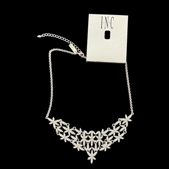 INC International Concepts Silver RCRY Bib Party  16” Necklace 3” Extender - Picture 1 of 4